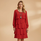 Women’s Trendy Dress with Layers and Long Sleeves
