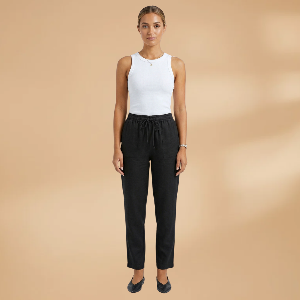 Women's Trousers with Elastic Waistband and Adjustable Drawstring
