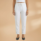 Women's Trousers with Elastic Waistband and Adjustable Drawstring