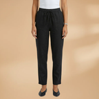 Women's Trousers with Elastic Waistband and Adjustable Drawstring