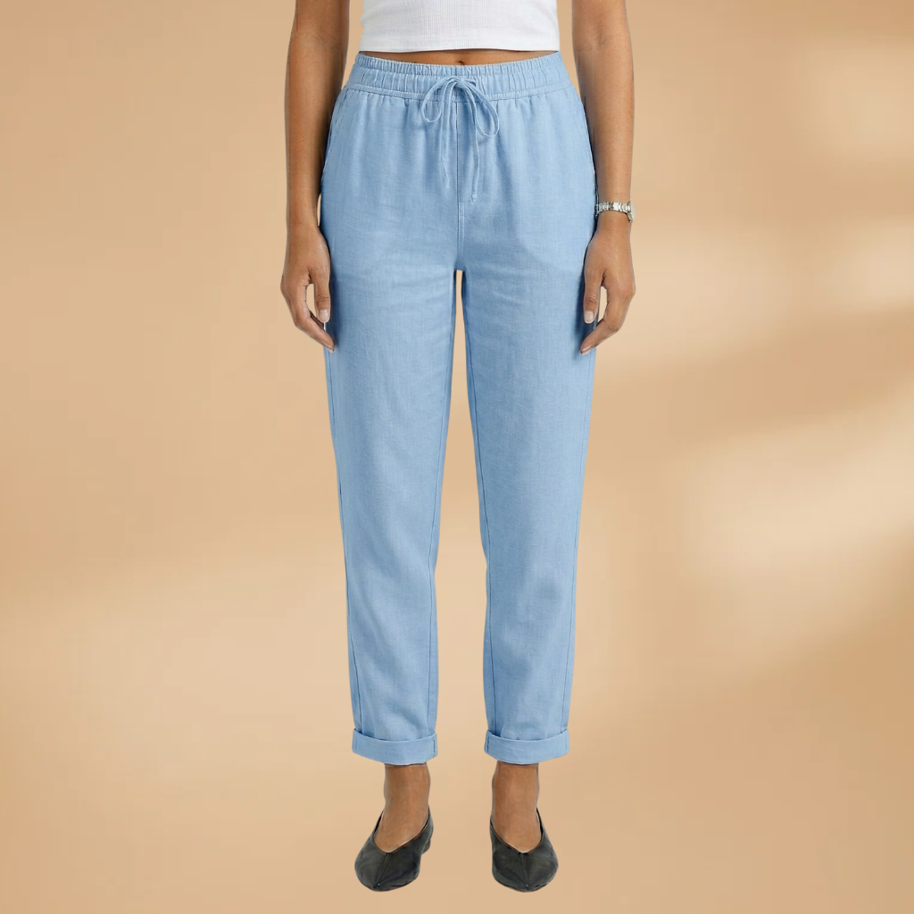 Women's Trousers with Elastic Waistband and Adjustable Drawstring