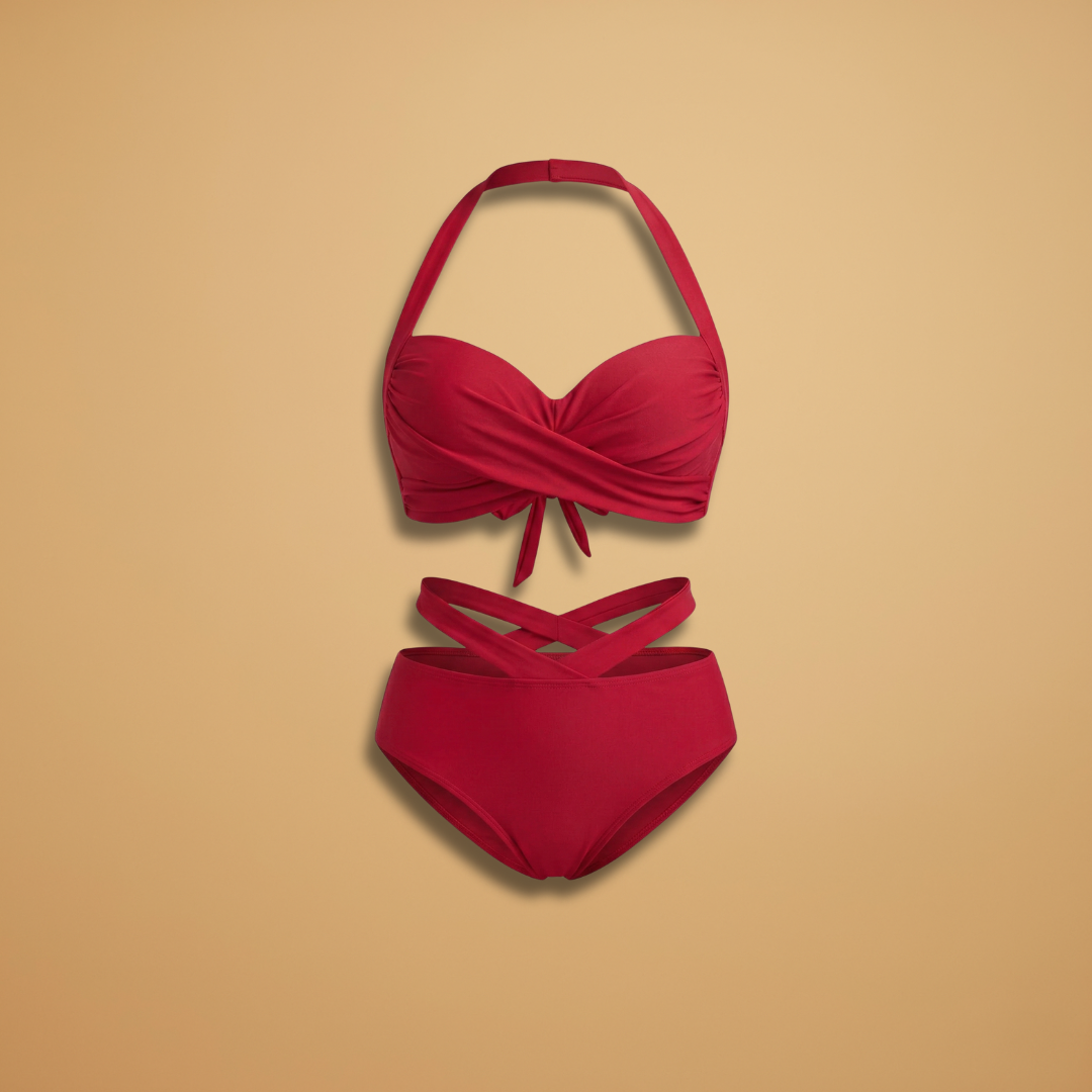 Women’s Two-Piece Bikini with High Waist and Tummy Control