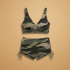 Women's Two-Piece Bikini with Twist-Front Top and Matching Shorts