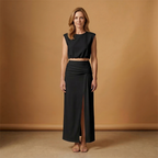 Women's Two-Piece Set with Crop Top and Slit Skirt
