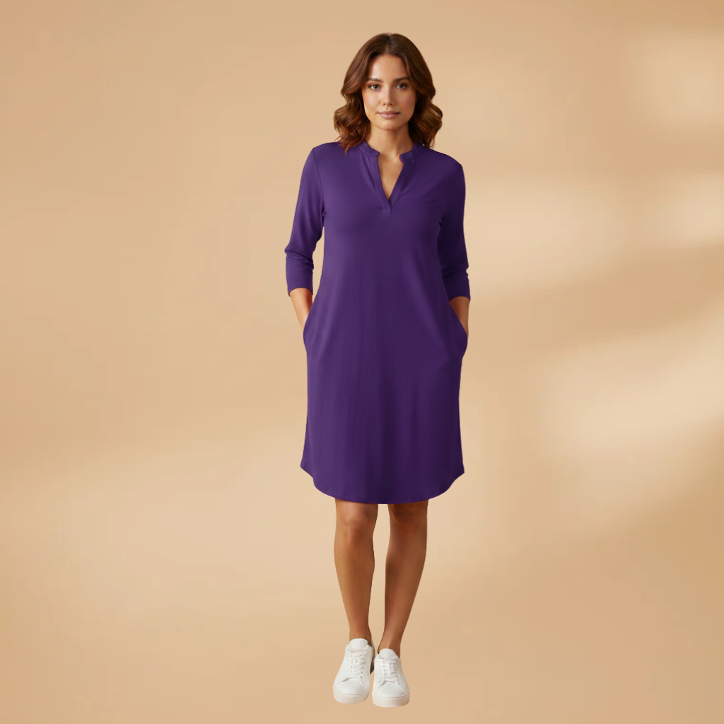 Women's V-Neck Dress with Loose Fit for Everyday Wear