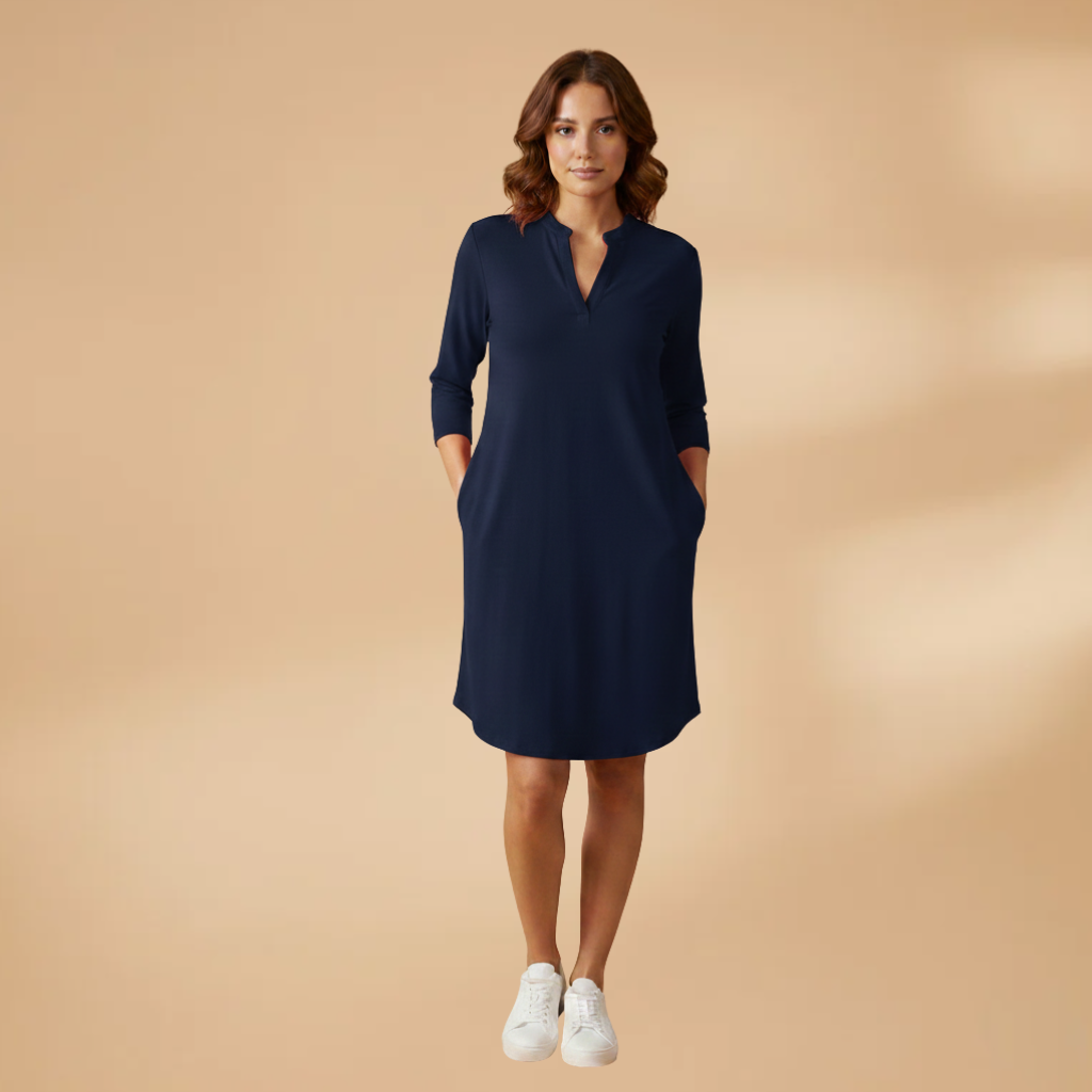 Women's V-Neck Dress with Loose Fit for Everyday Wear