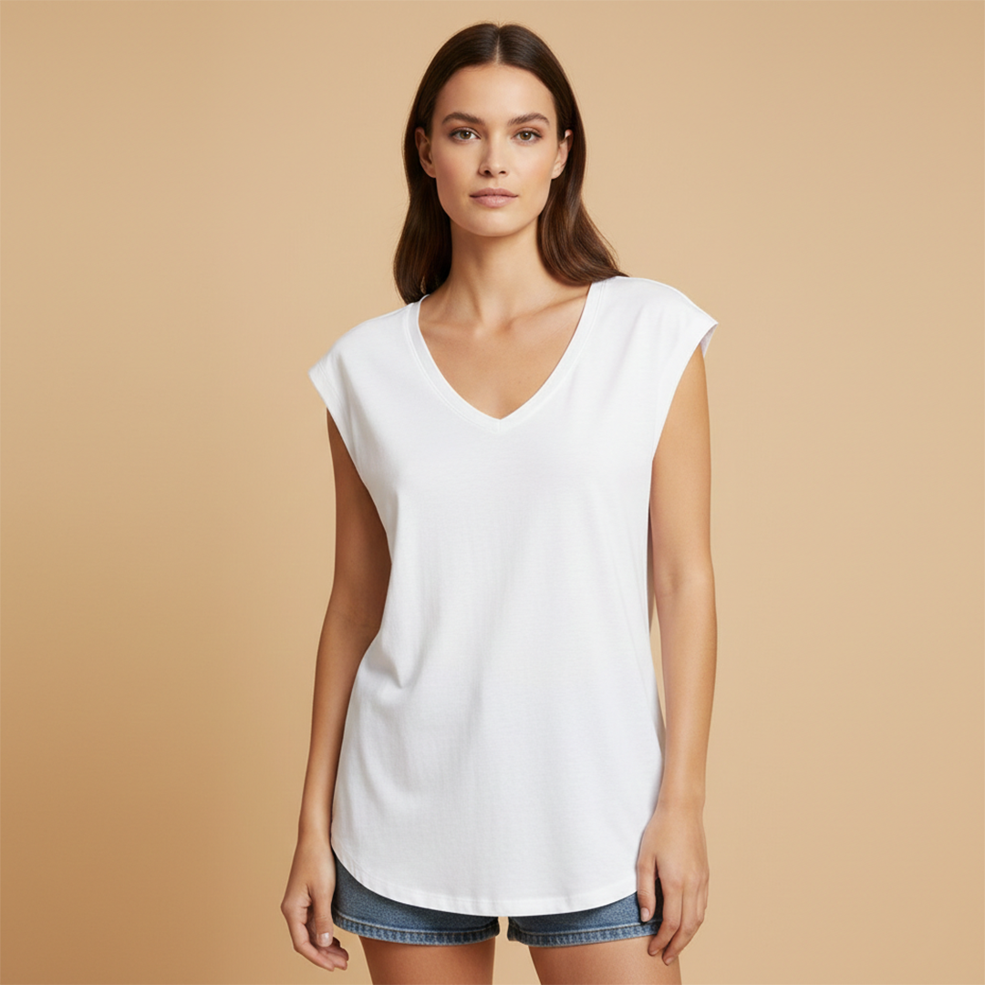 Women’s V-Neck T-Shirt with Relaxed Fit for Everyday Wear
