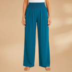 Women's Wide-Leg Trousers with Smocked Waistband