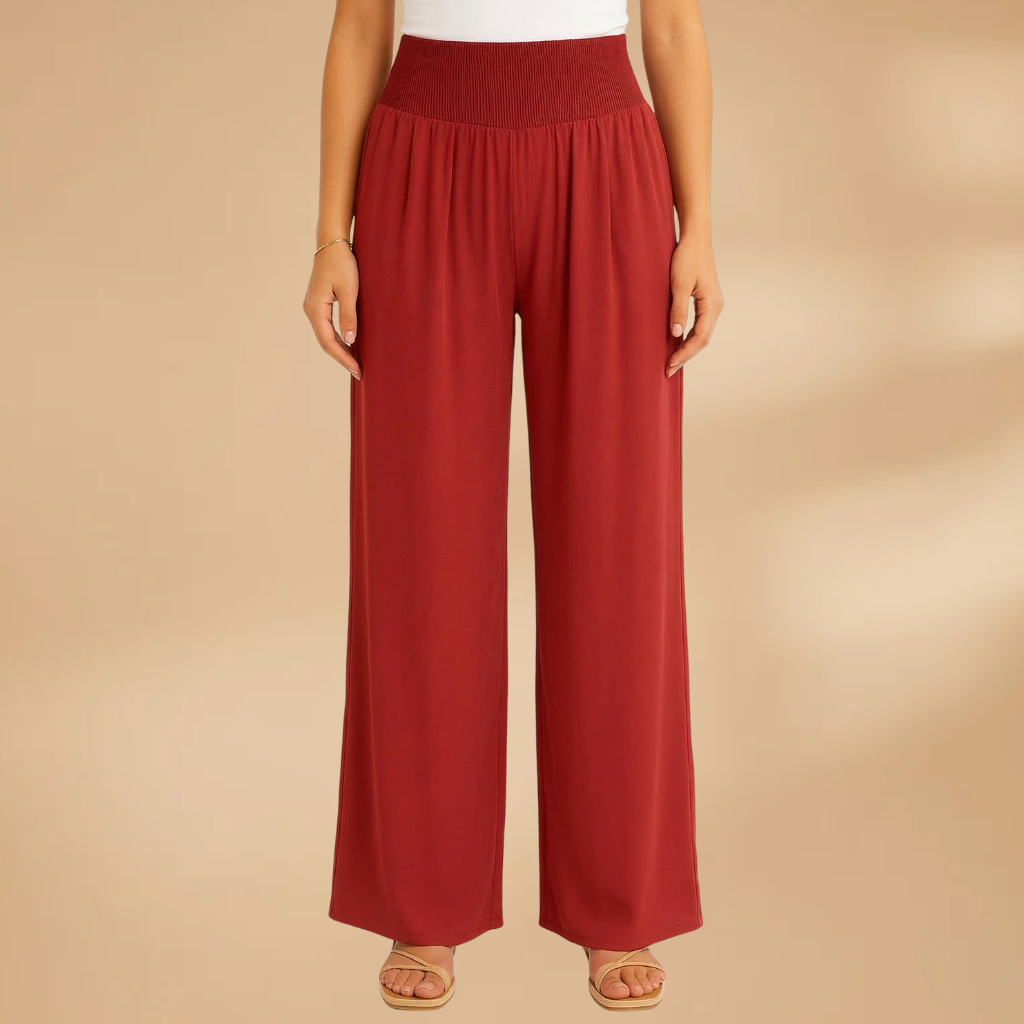 Women's Wide-Leg Trousers with Smocked Waistband