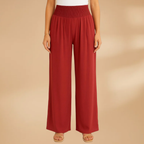 Women's Wide-Leg Trousers with Smocked Waistband