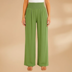 Women's Wide-Leg Trousers with Smocked Waistband
