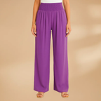 Women's Wide-Leg Trousers with Smocked Waistband