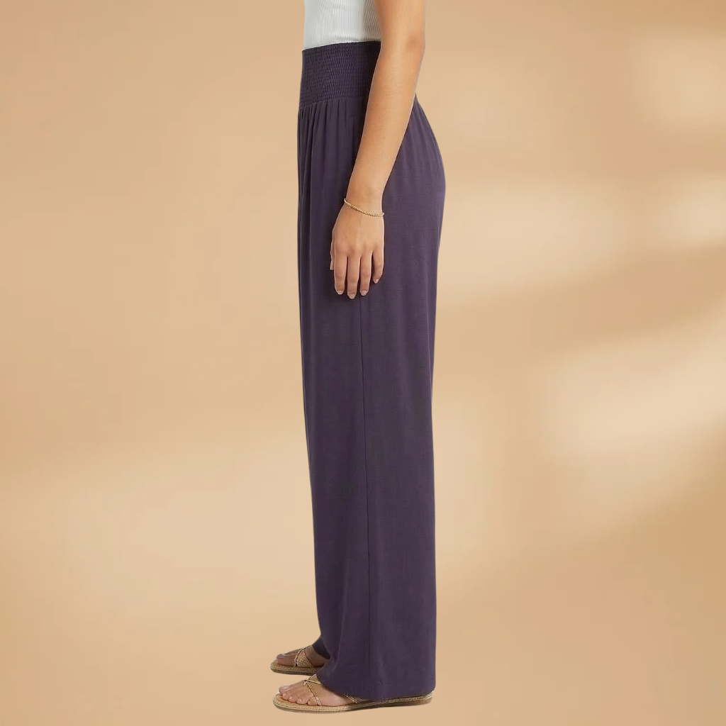 Women's Wide-Leg Trousers with Smocked Waistband