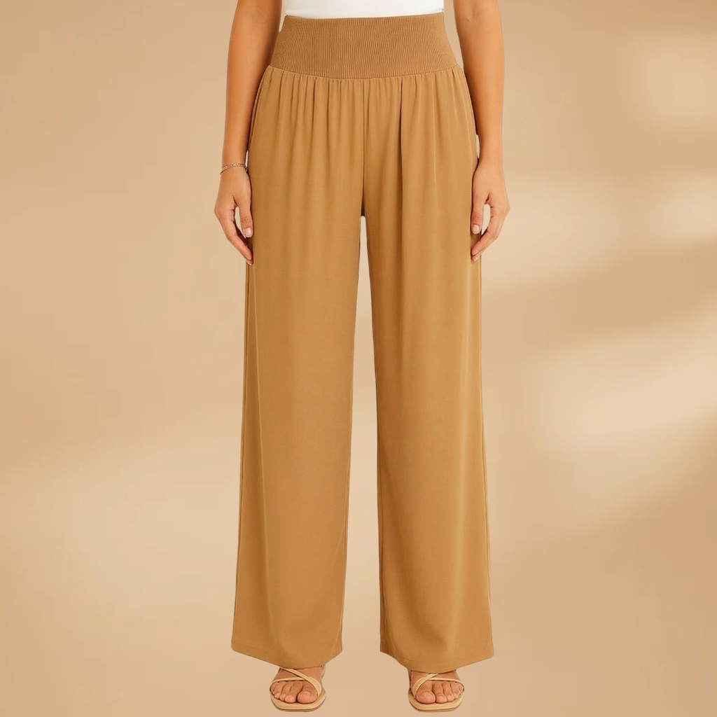Women's Wide-Leg Trousers with Smocked Waistband