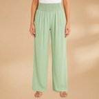 Women's Wide-Leg Trousers with Smocked Waistband