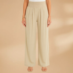 Women's Wide-Leg Trousers with Smocked Waistband
