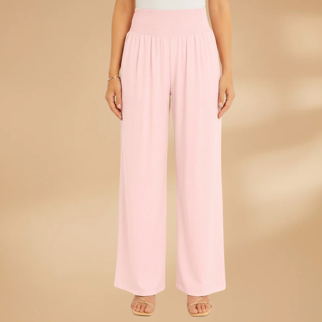 Women's Wide-Leg Trousers with Smocked Waistband