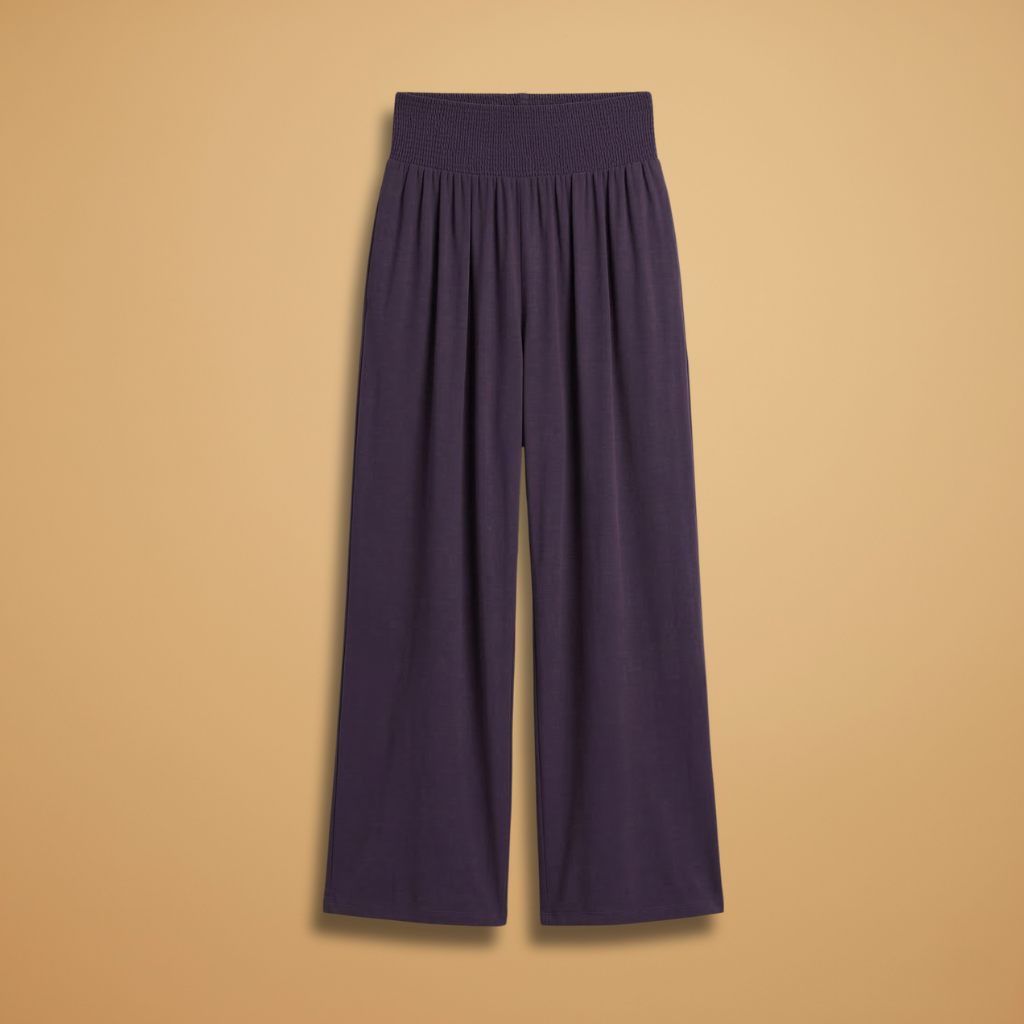 Women's Wide-Leg Trousers with Smocked Waistband
