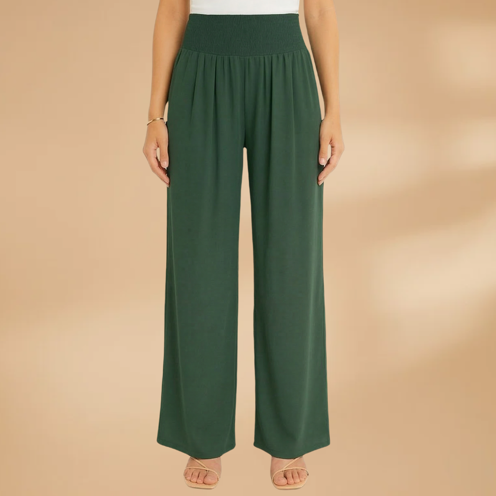 Women's Wide-Leg Trousers with Smocked Waistband