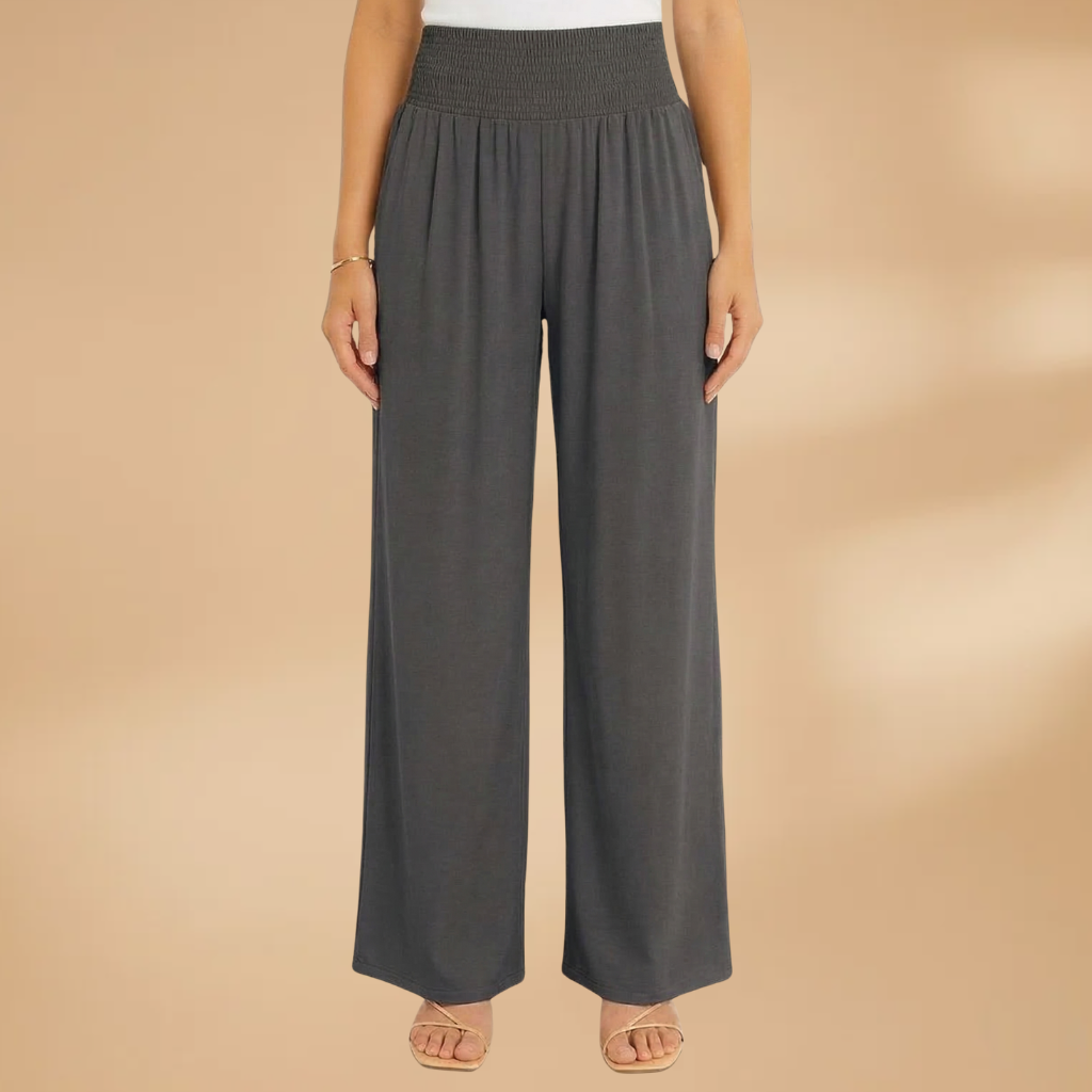 Women's Wide-Leg Trousers with Smocked Waistband