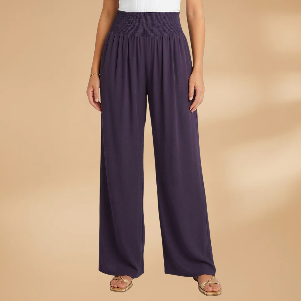 Women's Wide-Leg Trousers with Smocked Waistband