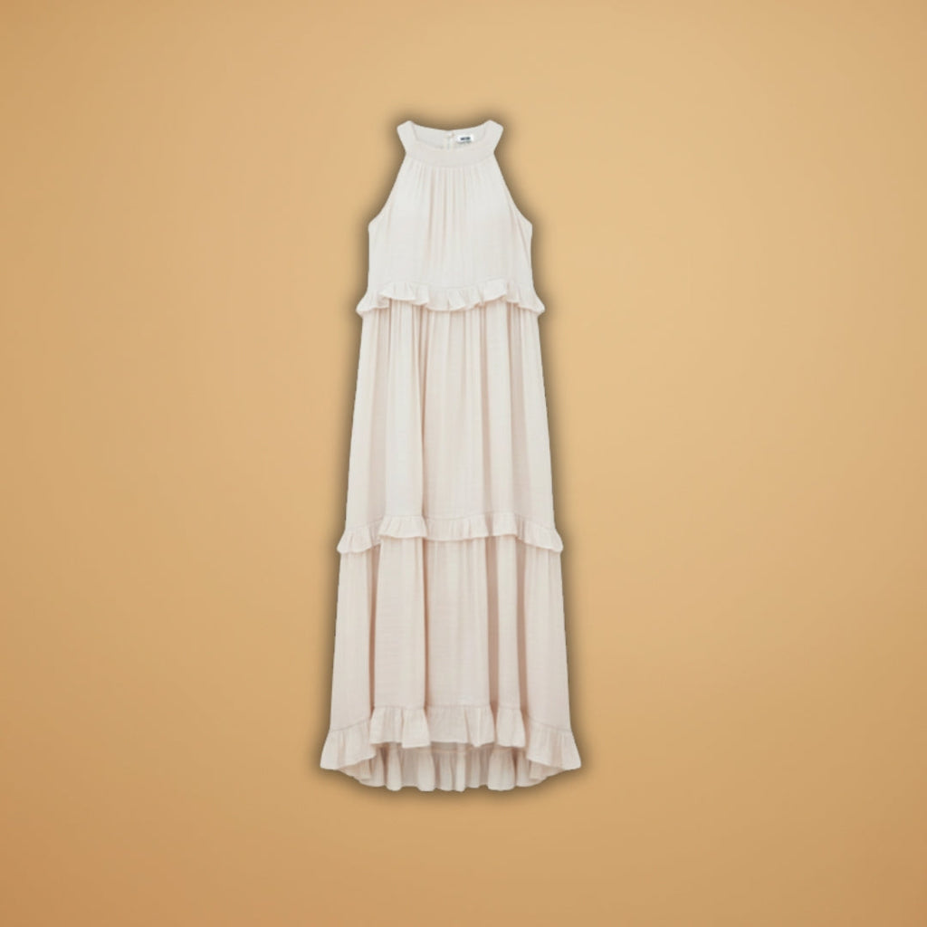 Women's dress with a tiered skirt and ruffled details