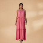 Women's dress with a tiered skirt and ruffled details