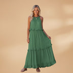 Women's dress with a tiered skirt and ruffled details