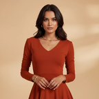 Women's Dress with V-Neck and Tiered Skirt