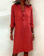 V-Neck Ruffled Dress