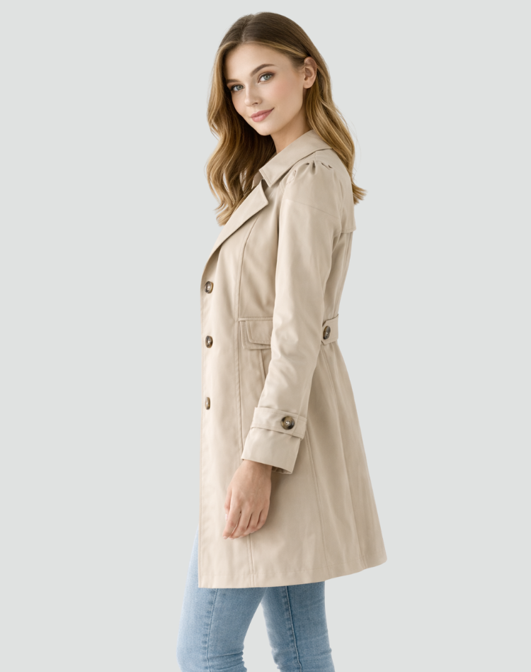Women’s Tailored Trench Coat Classic Lapel Mid-Length Jacket