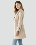 Women’s Tailored Trench Coat Classic Lapel Mid-Length Jacket