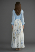 Women’s Elegant Floral Chiffon Style White Maxi Dress