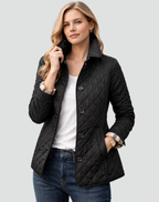 Women’s Quilted Mid-Season Jacket Button Front Lightweight Coat