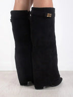 Women's suede boots with metallic details