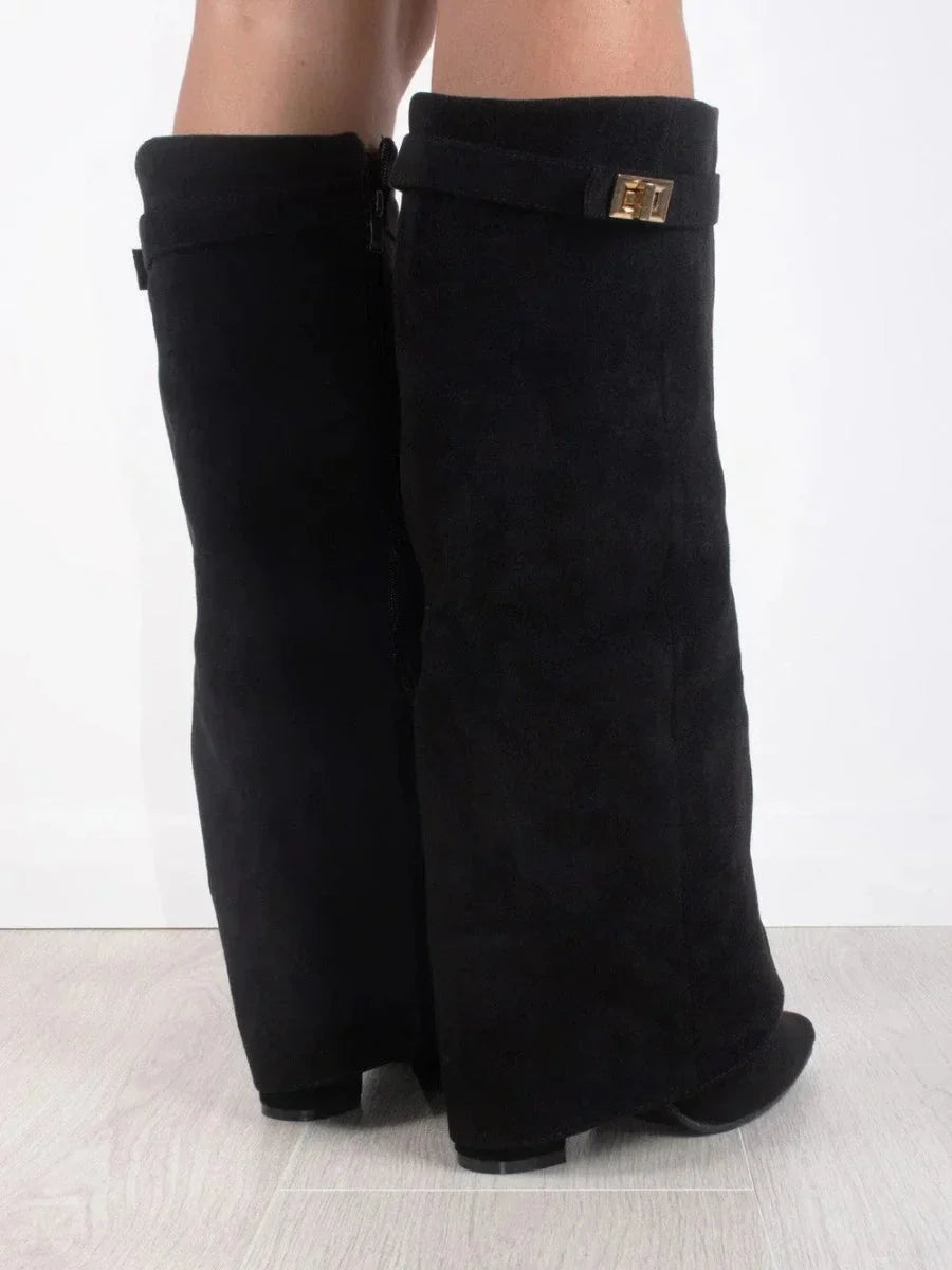 Women's suede boots with metallic details
