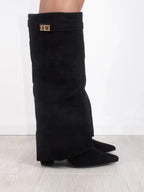 Women's suede boots with metallic details