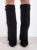 Women's suede boots with metallic details