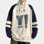 Men’s Printed Stand Collar Pullover Sweatshirt