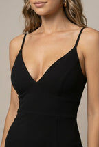 Women's Sweetheart Spaghetti Strap Bodycon Maxi Dress - High Slit
