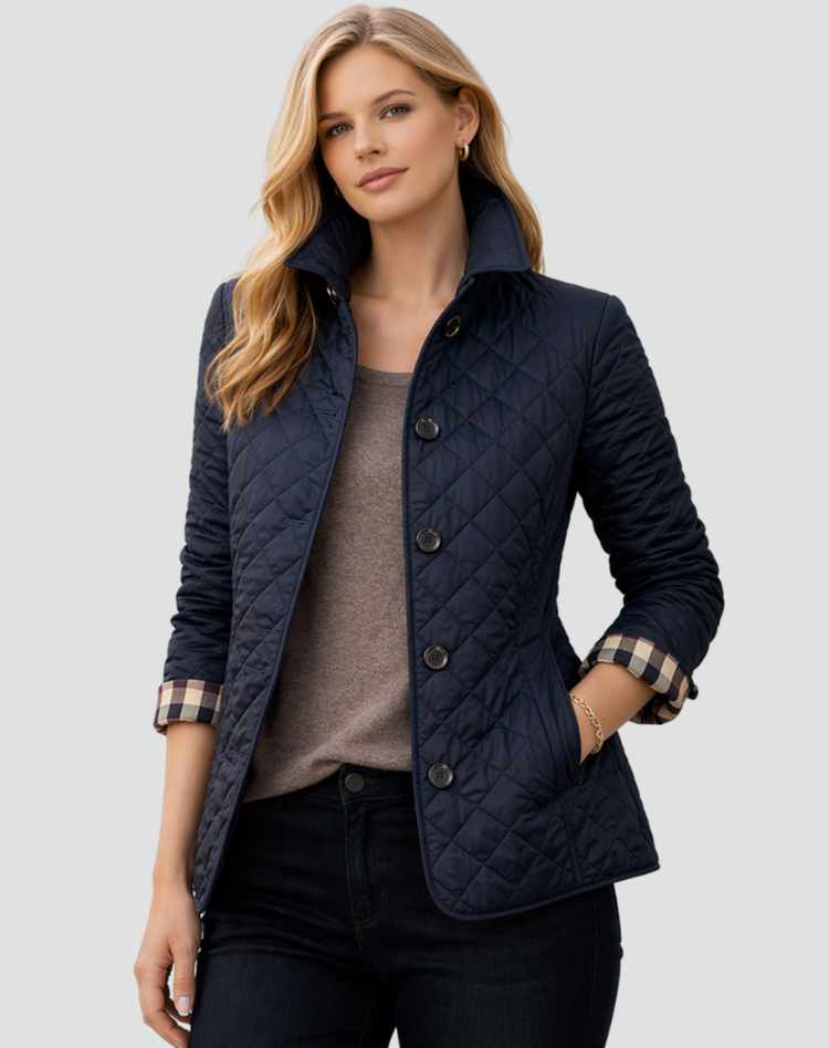 Women’s Quilted Mid-Season Jacket Button Front Lightweight Coat