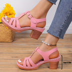 Women's Block Heel Sandals with Cushioned Footbed and Adjustable Straps