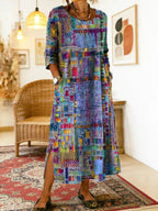 Manuela | Denim Dress with Ethnic Patchwork