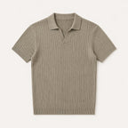 Ambrose | Men's Ribbed Knitted Short Sleeve V-Neck Polo