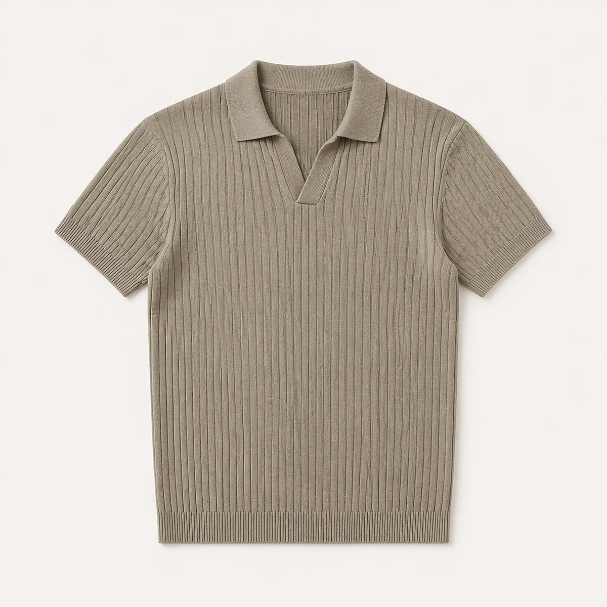 Ambrose | Men's Ribbed Knitted Short Sleeve V-Neck Polo