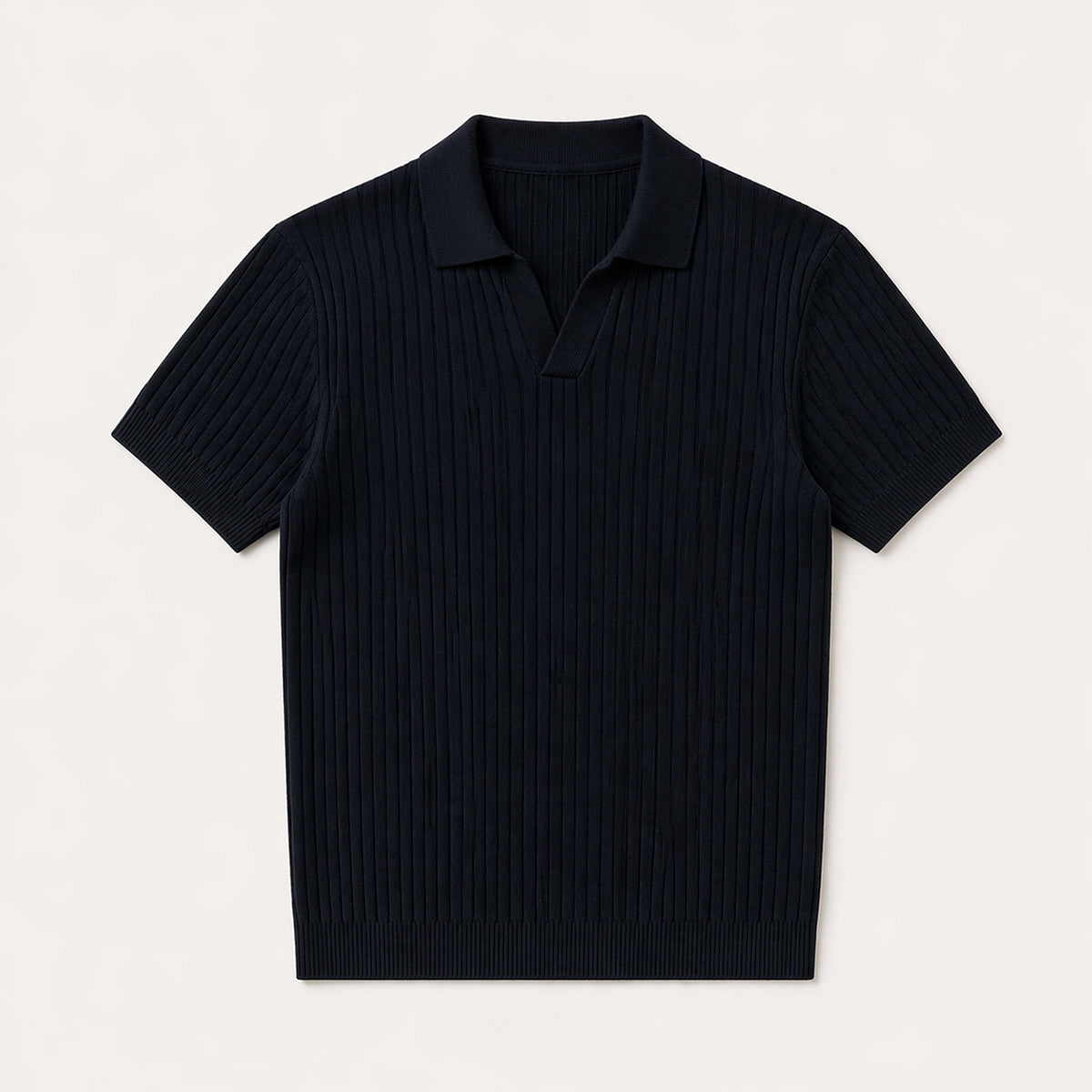 Ambrose | Men's Ribbed Knitted Short Sleeve V-Neck Polo