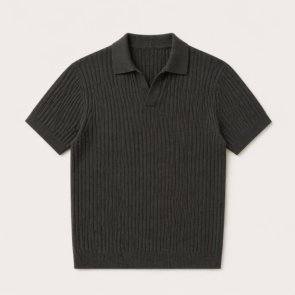 Ambrose | Men's Ribbed Knitted Short Sleeve V-Neck Polo