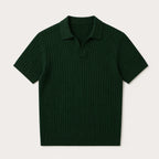 Ambrose | Men's Ribbed Knitted Short Sleeve V-Neck Polo