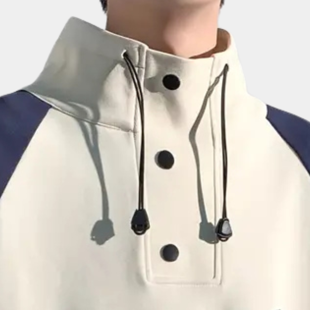 Men’s Printed Stand Collar Pullover Sweatshirt