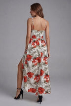 Women’s Floral Spaghetti Strap Elegant Split Maxi Dress